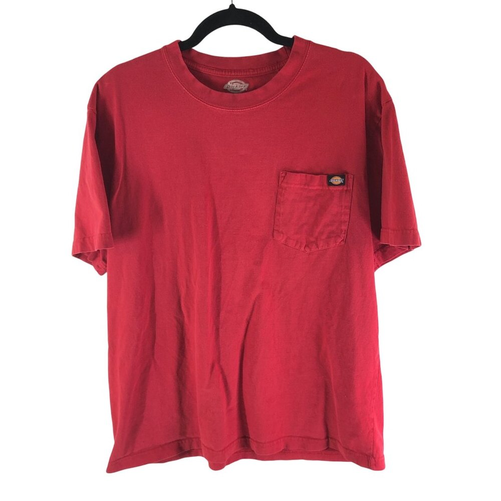Dickies Red Pocket T-Shirt Crewneck Short Sleeve 100% Cotton Mens Size L